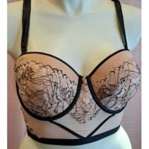 Auden Black and Cream Floral Lace Bra